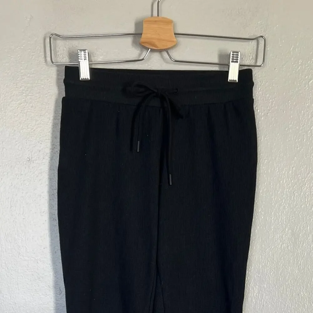 Aritzia Sunday Best Baby Waffle Knit Kick Flare Lounge Pant Black Women's Sz XS